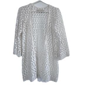 STONE COLD FOX White Lace Open Detail Duster Blouse Top M